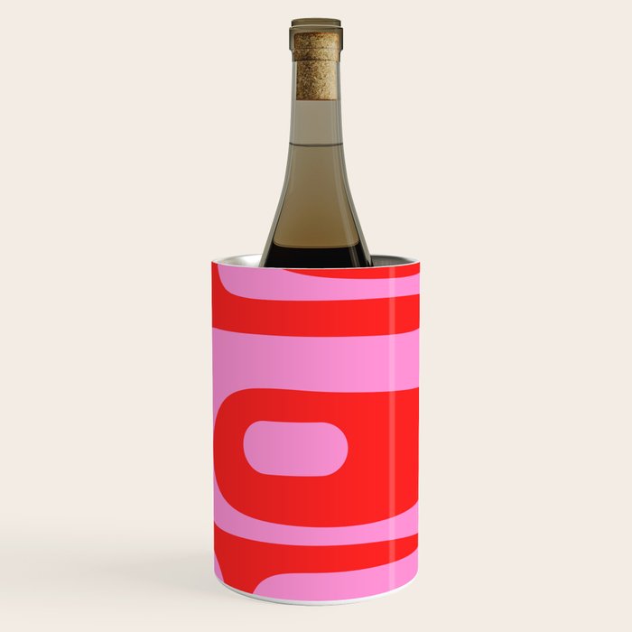 Vibrant Retro Abstract Piquet Pattern in Preppy Pink and Red Wine Chiller Gallery Image 3