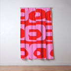 Vibrant Retro Abstract Piquet Pattern in Preppy Pink and Red Window Curtain Gallery Image 3