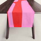 Vibrant Retro Abstract Piquet Pattern in Preppy Pink and Red Table Runner Gallery Image 1