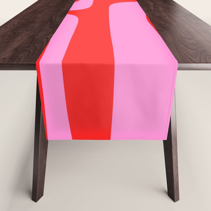 Vibrant Retro Abstract Piquet Pattern in Preppy Pink and Red Table Runner Gallery Image 1