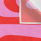 Vibrant Retro Abstract Piquet Pattern in Preppy Pink and Red Wall Tapestry Gallery Image 3