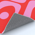 Vibrant Retro Abstract Piquet Pattern in Preppy Pink and Red Rug Gallery Image 4