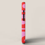 Vibrant Retro Abstract Piquet Pattern in Preppy Pink and Red iPhone Case Gallery Image 2