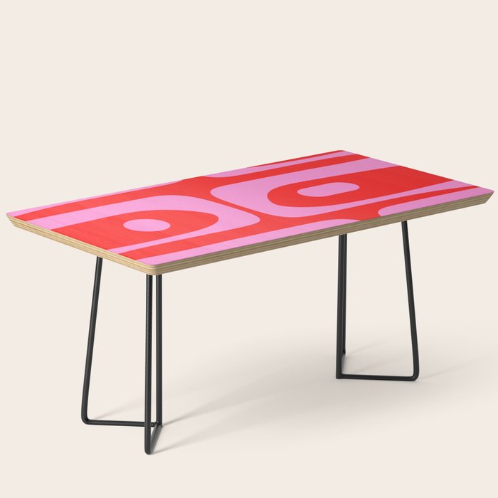 Vibrant Retro Abstract Piquet Pattern in Preppy Pink and Red Coffee Table Gallery Image 1