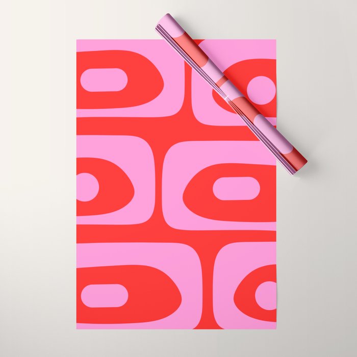 Vibrant Retro Abstract Piquet Pattern in Preppy Pink and Red Wrapping Paper Gallery Image 1