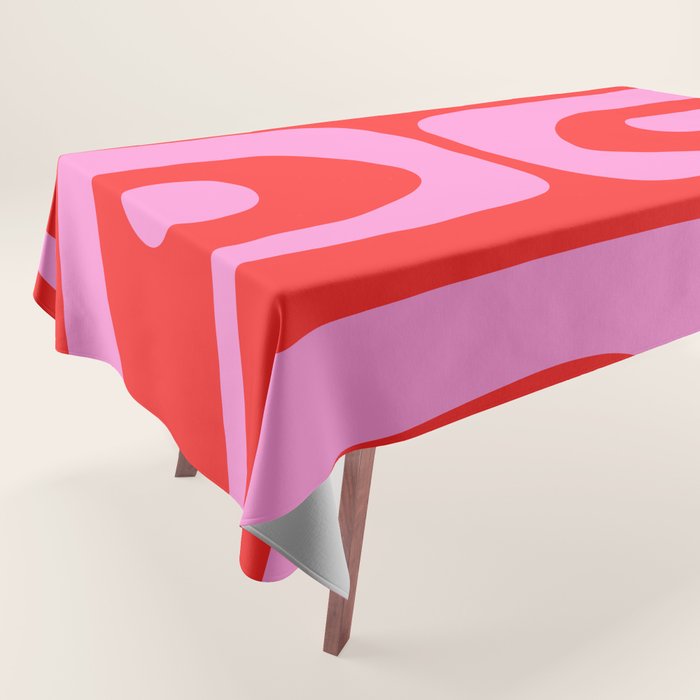 Vibrant Retro Abstract Piquet Pattern in Preppy Pink and Red Tablecloth Gallery Image 1