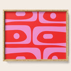 Vibrant Retro Abstract Piquet Pattern in Preppy Pink and Red Serving Tray Gallery Image 1