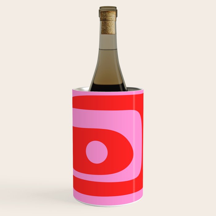 Vibrant Retro Abstract Piquet Pattern in Preppy Pink and Red Wine Chiller Gallery Image 2