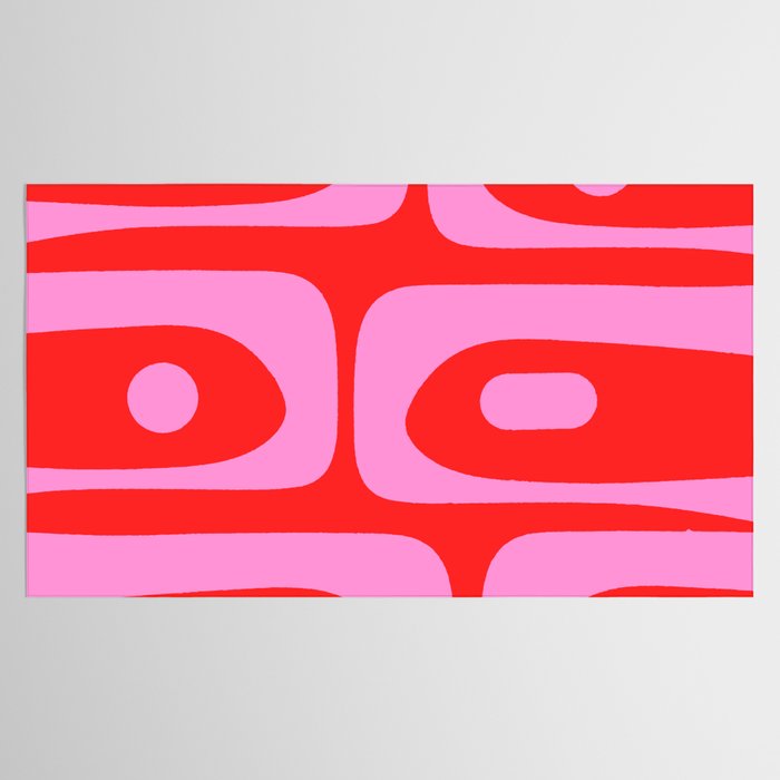 Vibrant Retro Abstract Piquet Pattern in Preppy Pink and Red Tablecloth Gallery Image 2