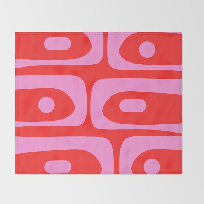 Vibrant Retro Abstract Piquet Pattern in Preppy Pink and Red Throw Blanket Gallery Image 2