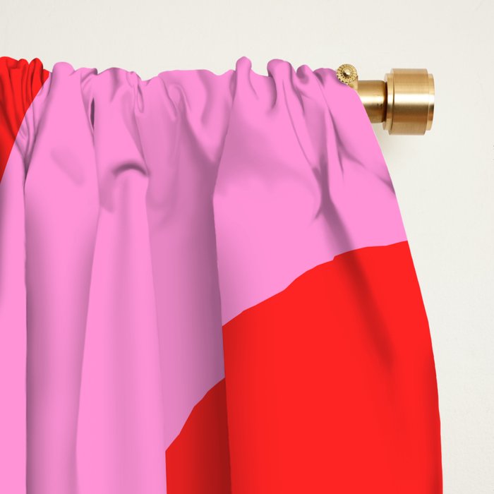 Vibrant Retro Abstract Piquet Pattern in Preppy Pink and Red Window Curtain Gallery Image 2