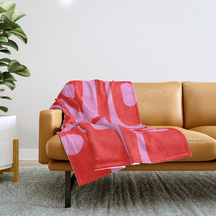 Vibrant Retro Abstract Piquet Pattern in Preppy Pink and Red Throw Blanket Gallery Image 1