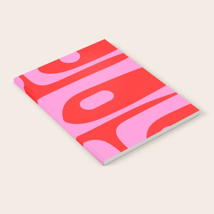 Vibrant Retro Abstract Piquet Pattern in Preppy Pink and Red Notebook Gallery Image 1