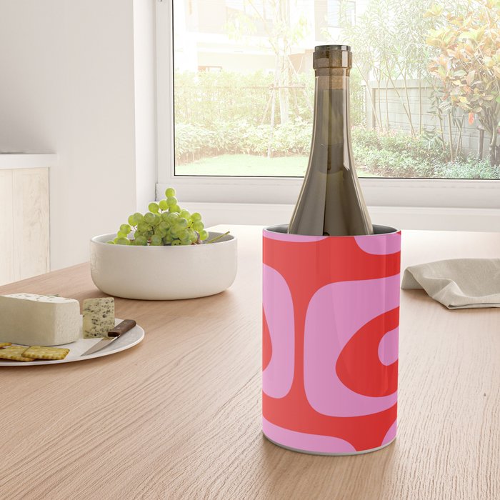 Vibrant Retro Abstract Piquet Pattern in Preppy Pink and Red Wine Chiller Gallery Image 4