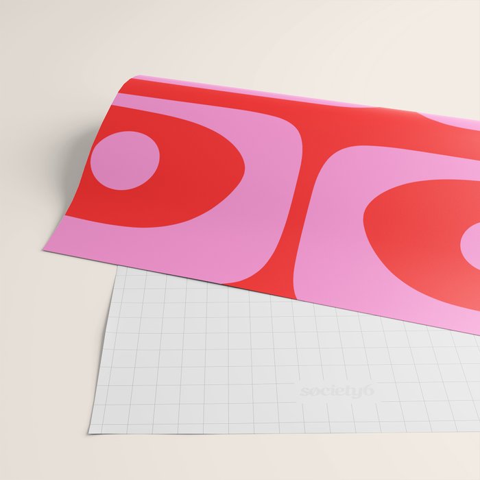 Vibrant Retro Abstract Piquet Pattern in Preppy Pink and Red Wrapping Paper Gallery Image 2