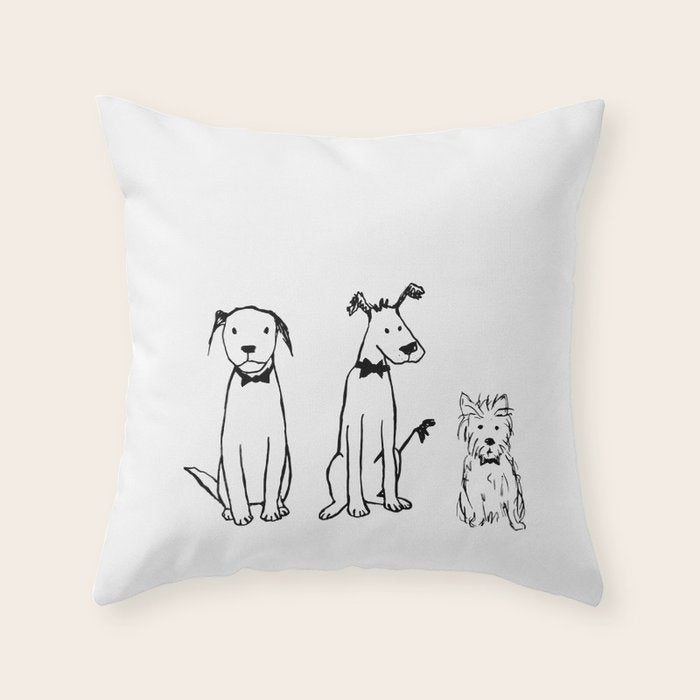 Three dogs Throw Pillow Gallery Image 1