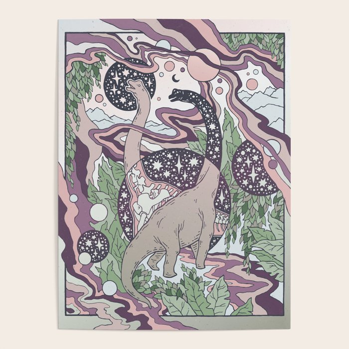 Jurassic Portal | Purple Haze Palette | Dinosaur Science Fiction Art Poster Gallery Image 1