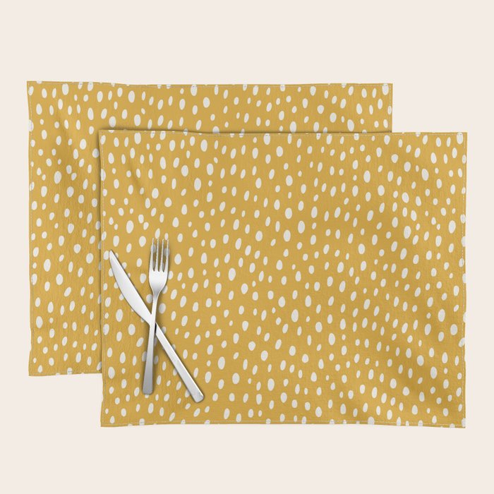 Yellow Polka Dot Spotted Pattern Abstract Print Dots Placemat Gallery Image 1