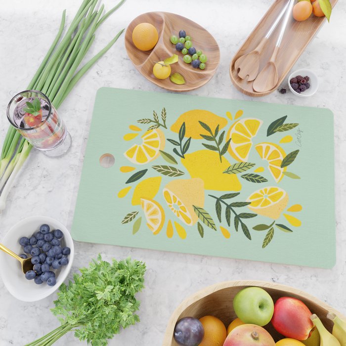 Lemon Blooms - Mint Cutting Board Gallery Image 2