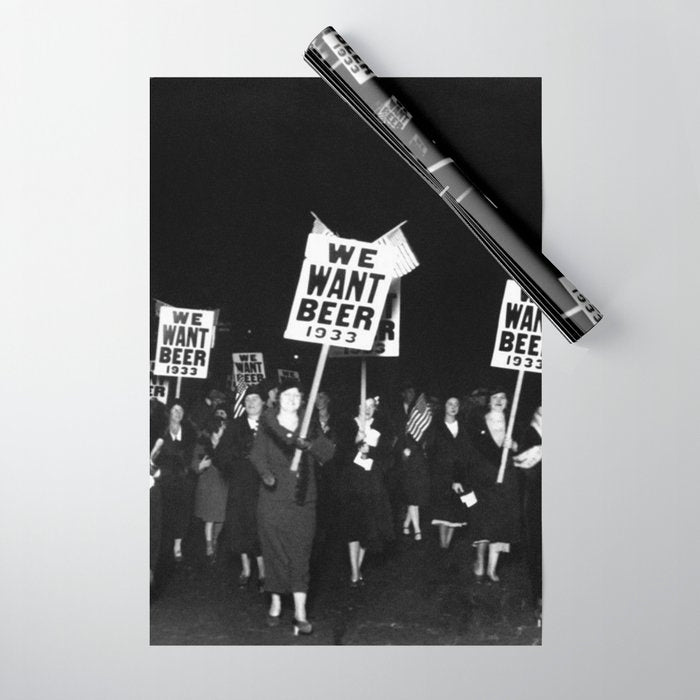 We Want Beer Too! Women Protesting Against Prohibition black and white photography - photographs Wrapping Paper Gallery Image 1