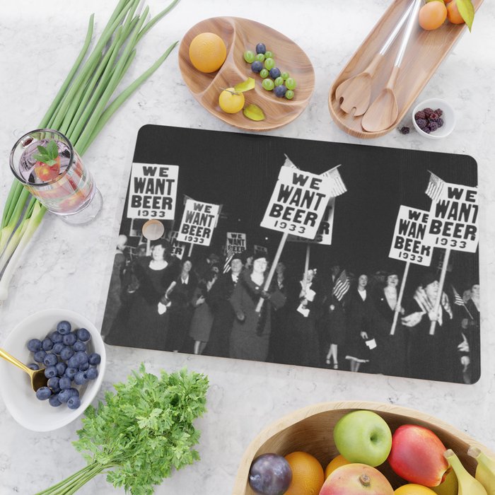 We Want Beer Too! Women Protesting Against Prohibition black and white photography - photographs Cutting Board Gallery Image 2