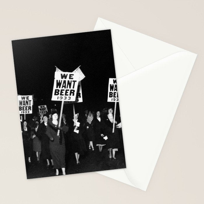 We Want Beer Too! Women Protesting Against Prohibition black and white photography - photographs Stationery Card Gallery Image 2
