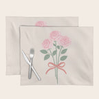 Vintage Pink Rose Bouquets with Ribbon Bows on Cream Placemat Gallery Image 1