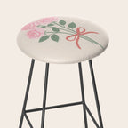 Vintage Pink Rose Bouquets with Ribbon Bows on Cream Stool Gallery Image 2