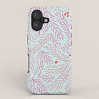 Winter Berries & Pine Branches in Teal & Pink iPhone Case Gallery Image 1
