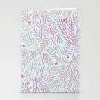 Winter Berries & Pine Branches in Teal & Pink Stationery Card Gallery Image 2