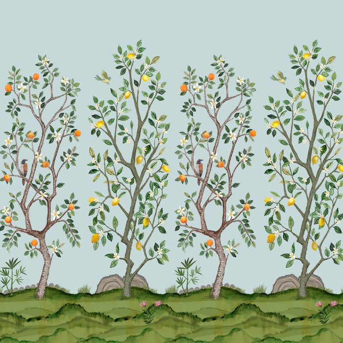 Chinoiserie Citrus Grove Mural Multicolor Coffee Mug Gallery Image 2