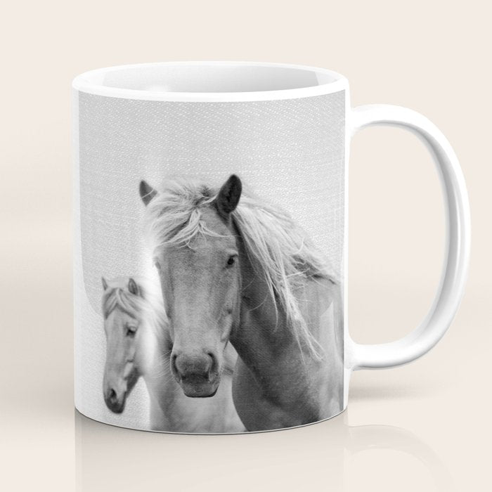 Horses - Black & White Coffee Mug Gallery Image 1