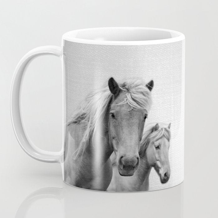 Horses - Black & White Coffee Mug Gallery Image 3