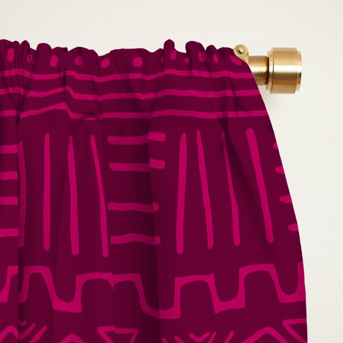 Mud Cloth in Raspberry Window Curtain Gallery Image 2