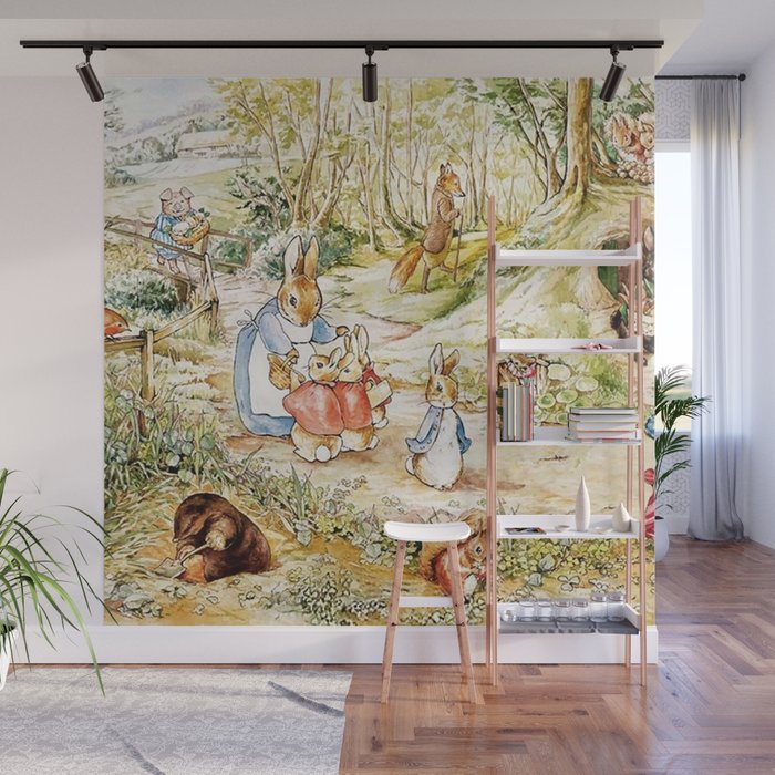 Peter Rabbitâs Neighbourhood by Beatrix Potter Wall Mural Gallery Image 1