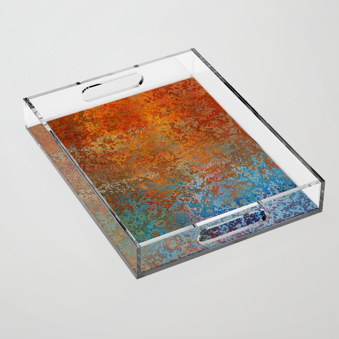 Vintage Rust, Terracotta and Blue Acrylic Tray Gallery Image 1
