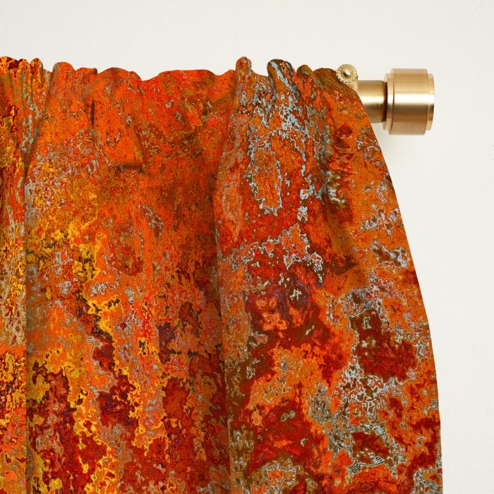 Vintage Rust, Terracotta and Blue Window Curtain Gallery Image 2