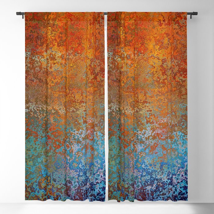 Vintage Rust, Terracotta and Blue Window Curtain Gallery Image 5