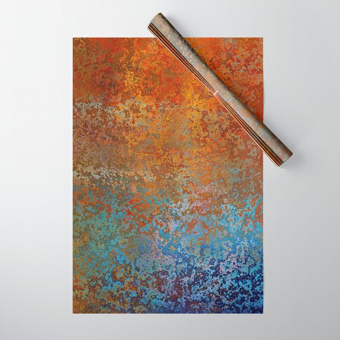 Vintage Rust, Terracotta and Blue Wrapping Paper Gallery Image 1