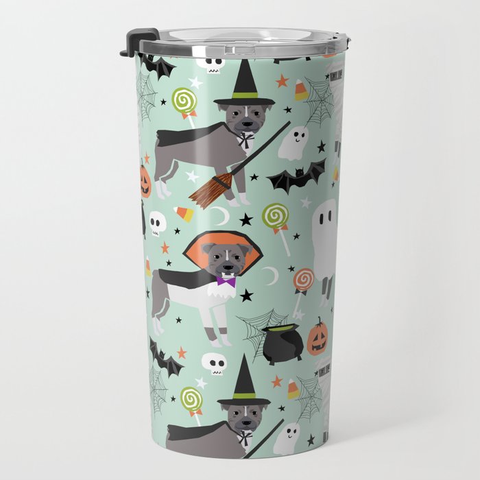 Pitbull halloween costumes pet portrait fall october cute trick or treat pitbulls Travel Mug Gallery Image 3