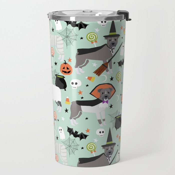 Pitbull halloween costumes pet portrait fall october cute trick or treat pitbulls Travel Mug Gallery Image 2