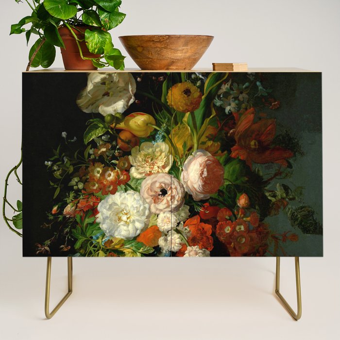 Rachel Ruysch "Still Life with Flowers in a Glass Vase" Credenza Gallery Image 1