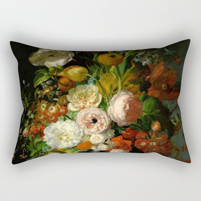 Rachel Ruysch "Still Life with Flowers in a Glass Vase" Rectangular Pillow Gallery Image 1