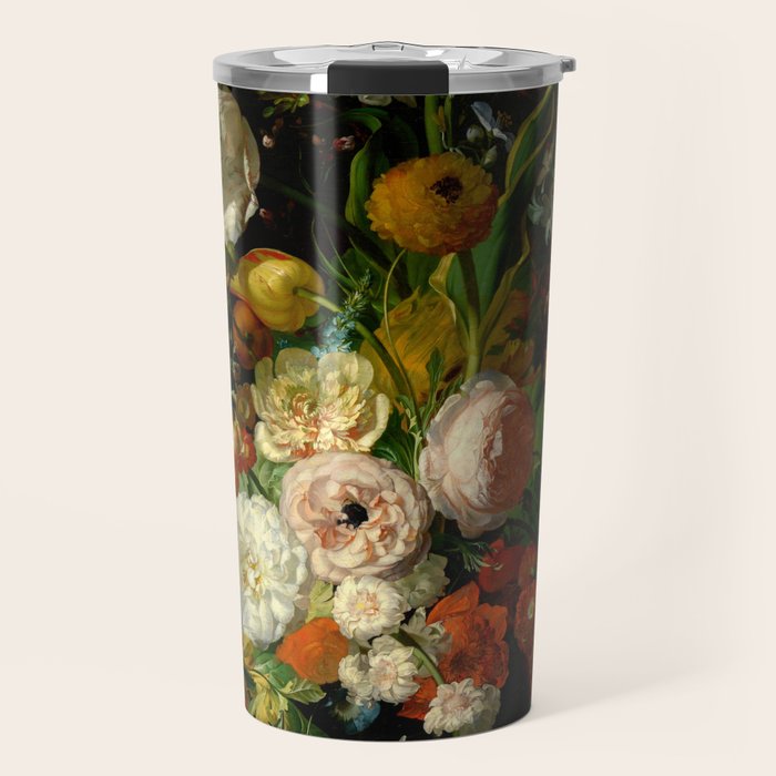 Rachel Ruysch "Still Life with Flowers in a Glass Vase" Travel Mug Gallery Image 1