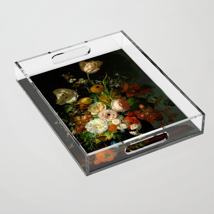 Rachel Ruysch "Still Life with Flowers in a Glass Vase" Acrylic Tray Gallery Image 1