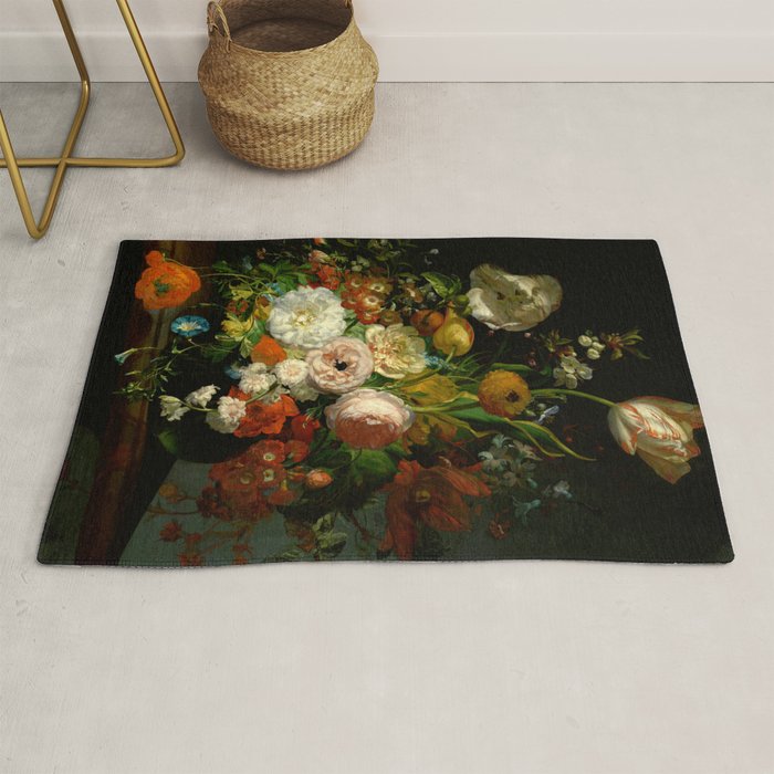 Rachel Ruysch "Still Life with Flowers in a Glass Vase" Rug Gallery Image 1