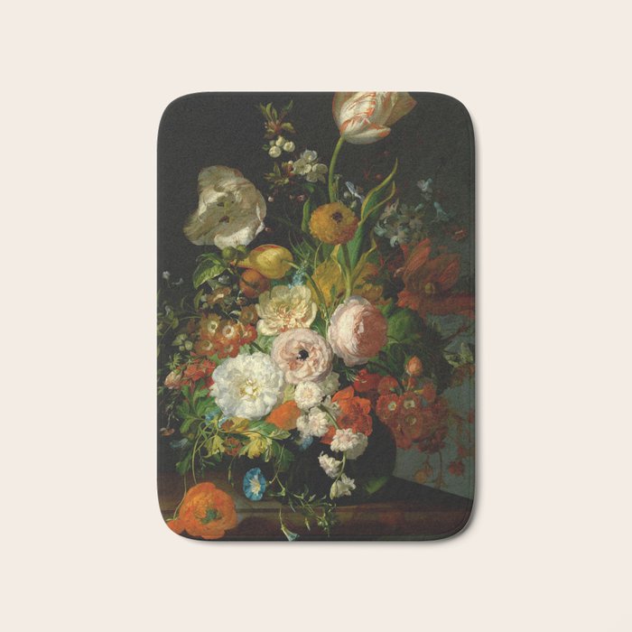 Rachel Ruysch "Still Life with Flowers in a Glass Vase" Bath Mat Gallery Image 1