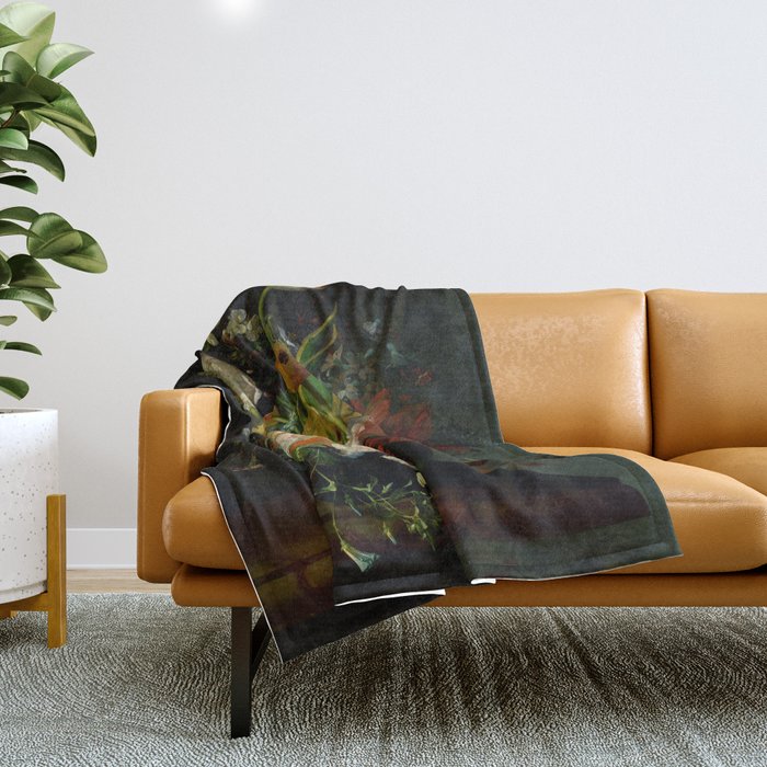 Rachel Ruysch "Still Life with Flowers in a Glass Vase" Throw Blanket Gallery Image 1