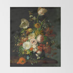 Rachel Ruysch "Still Life with Flowers in a Glass Vase" Throw Blanket Gallery Image 2