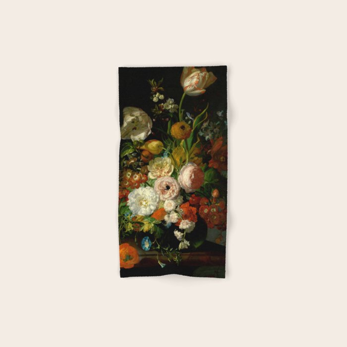 Rachel Ruysch "Still Life with Flowers in a Glass Vase" Bath Towel Gallery Image 1